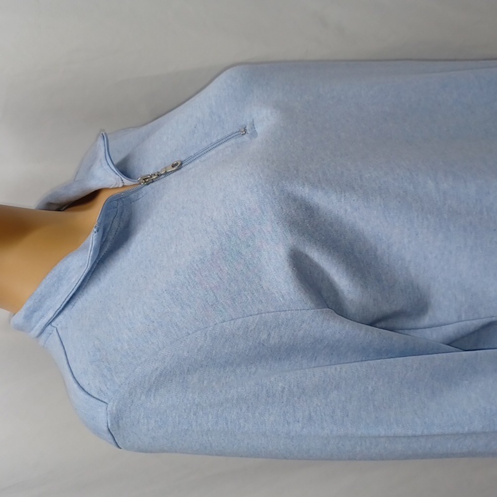 Karen Scott Cotton Zip-Neck Top, Light Blue Heather - Picture 6 of 10